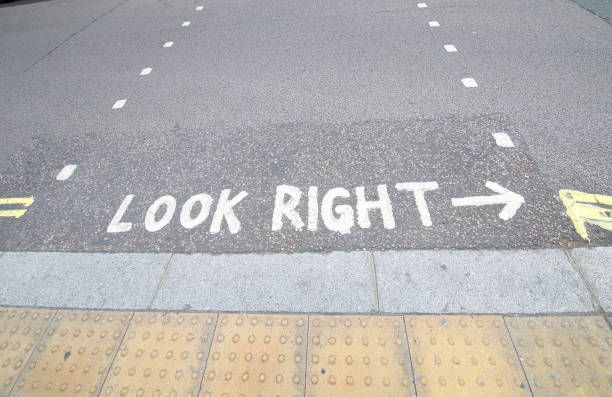 istock Look right sign pedestrian crossing London UK 1174818090