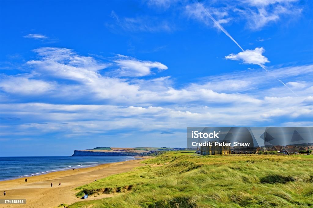 View of Saltburn by the Sea, from Marsk, North Yorkshire, England. Saturday, 14th September, 2019, in Saltburn by the Sea, Redcar, North Yorkshire, England.  Saltburn by the Sea, is a picturesque and Victorian style seaside resort, with a number of attractions including Yorkshire's only pier. Saltburn Stock Photo