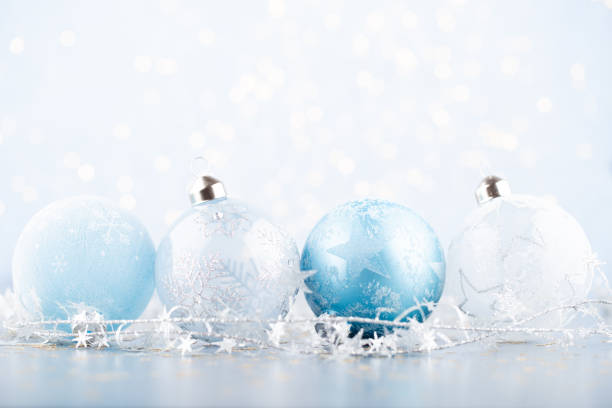 istock Christmas ball background. Greeting card decorations on a blue background. 1174820616