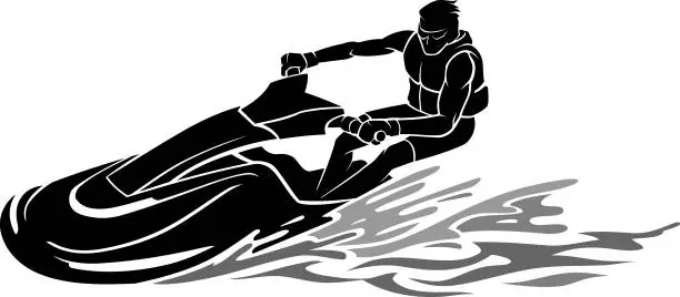 Vector illustration of Water Sport Ski Ride Rush