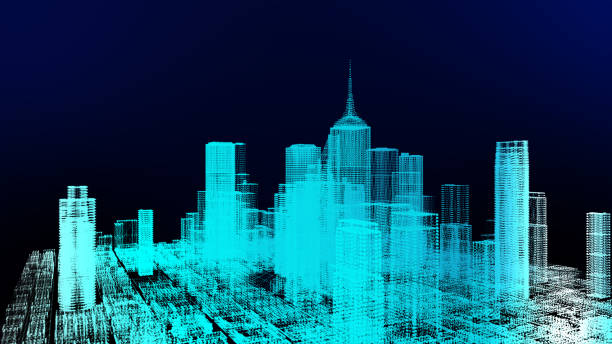 istock 3D skyscraper building simulation HUD digital Screen display smart financial business city analyze dashboard background. Smart technology IOT of sci-fi future startup city. 1174824414
