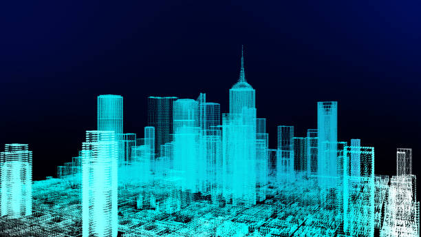 istock 3D skyscraper building simulation HUD digital Screen display smart financial business city analyze dashboard background. Smart technology IOT of sci-fi future startup city. 1174824423