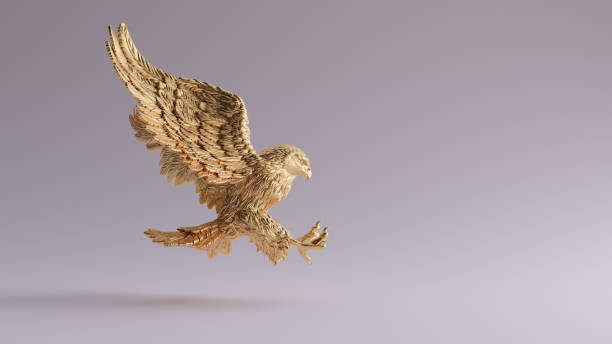 istock Gold Eagle in Flight Hunting Sculpture Right View 1174824630