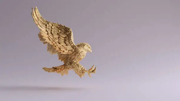 Photo of Gold Eagle in Flight Hunting Sculpture Right View