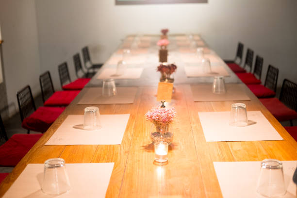 istock Empty glass on the banquet table. Table setting for a banquet or dinner party. 1174825561