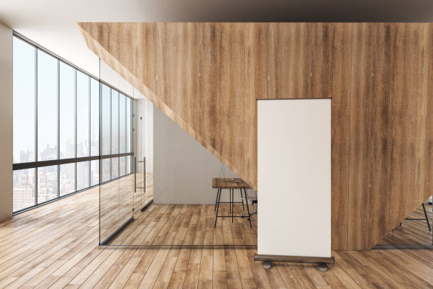 istock Modern wooden office with billboard 1174826087