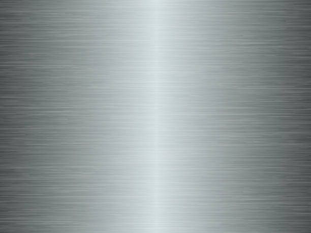 istock Silver background and foil texture, shiny and metal steel gradient template. Brushed stainless steel pattern – vector 1174830247