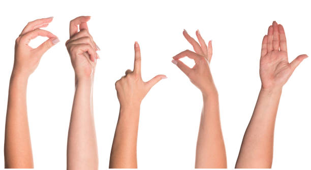 istock Set of woman's hand measuring invisible items 1174830981