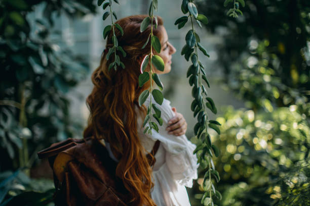istock Dreamy woman in tropical environment 1174831080