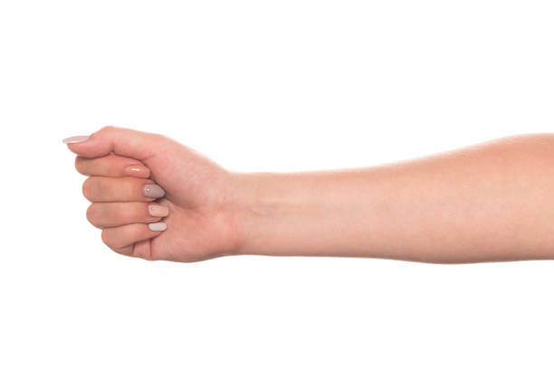 istock Woman hand with beautiful manicure isolated on white background, clipping path 1174831271