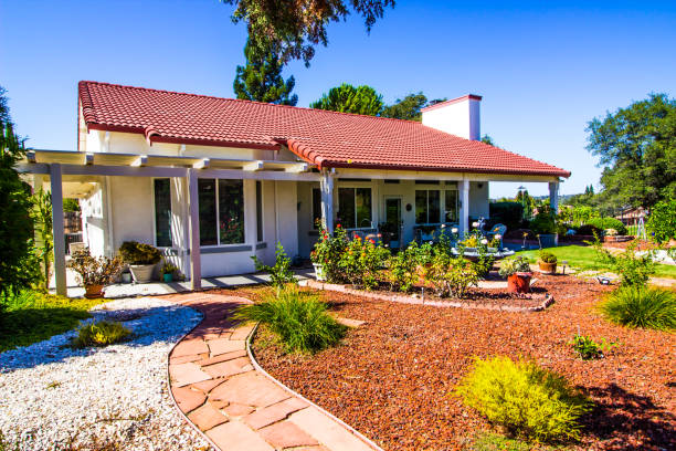 istock Rear Yard Exterior Of Modern Home 1174832935