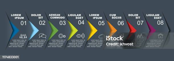 Szablon Projektu Infografiki Z Miejscem Dla Danych Ilustracja Wektorowa - Stockowe grafiki wektorowe i więcej obrazów Oś czasu - pomoc wizualna