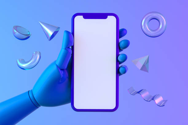 istock Robot Hand holding a Smartphone with Blank Screen 1174835946
