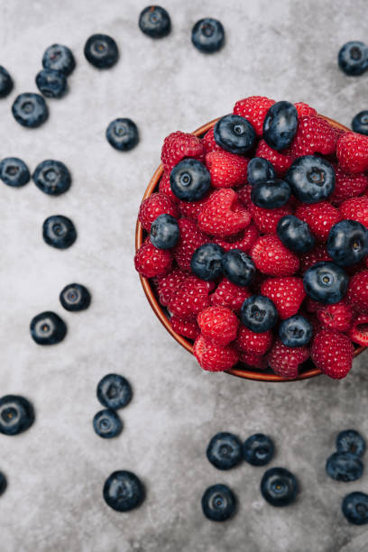 istock clay plate with tasty bright raspberries on a gray background 1174836129
