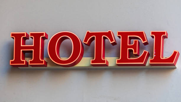 istock Red Neon Hotel Sign 1174837536