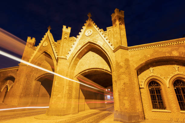Facade of Basilica of The Holy Blood (Basiliek van het Heilig Bloed) at night
