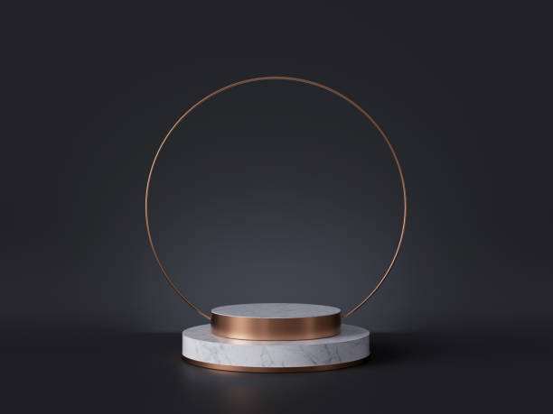 istock 3d rendering of white marble pedestal isolated on black background, round gold frame, ring, cylinder steps, abstract minimal concept, blank space, simple clean design, luxury minimalist mockup 1174840689