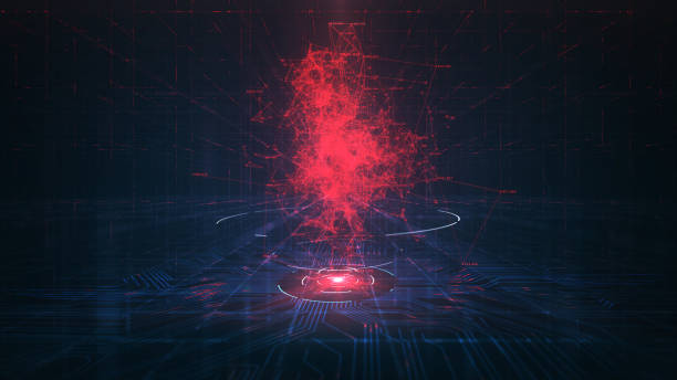 Evil Artificial intelligence (AI) concept. Evil Artificial intelligence (AI) concept.Risk of artificial intelligence as a future technology fear of intelligent robot machines causing a security danger. evil computer stock illustrations