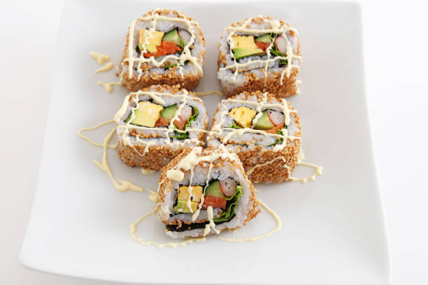 Delicious sushi rolls made with fresh seafood