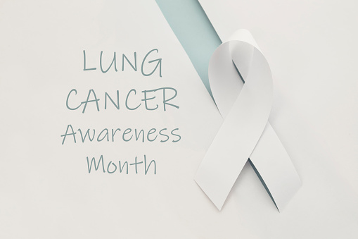 Lung cancer awareness  month ribbon