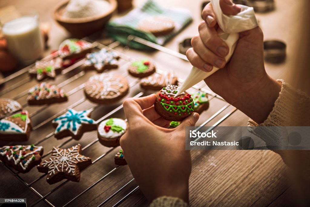 Christmas gingerbread cookies with tasty colorful sugar Christmas gingerbread cookies Cookie Stock Photo
