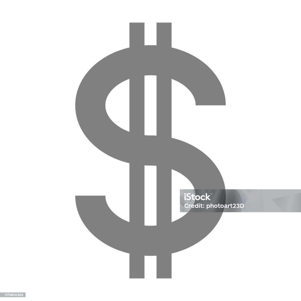 Biểu Tượng Ký Hiệu Tiền Tệ Đô La Màu Xámbạckim Loại Đơn Giản Cô ...
