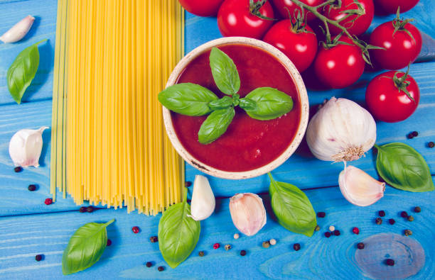 istock Fresh tomato sauce with garlic and basil, for pasta dishes. 1174844899