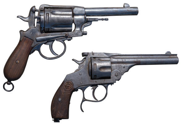 istock Two antique revolvers. Ancient weapon. 1174847219