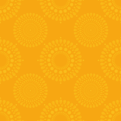 Seamless background with oriental patterns on a yellow background. Vector illustration