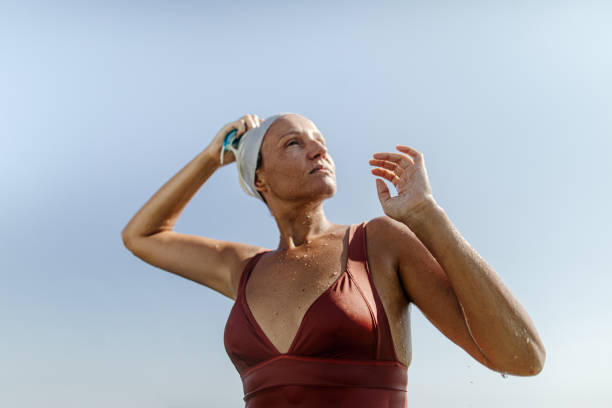 istock Female swimmer after active day 1174852325