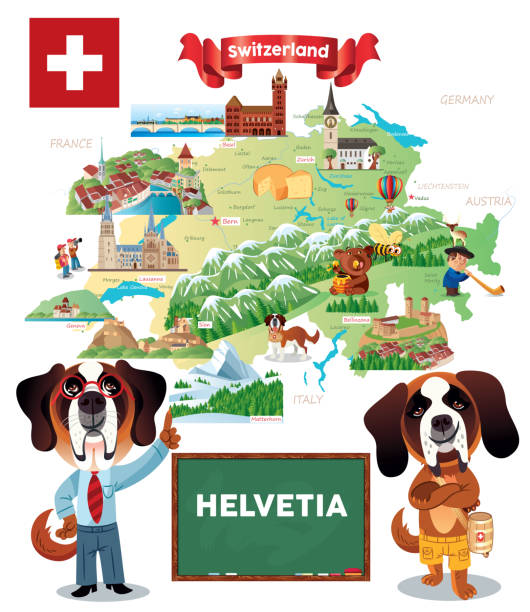 ilustrações de stock, clip art, desenhos animados e ícones de helvetia travel, winterthur,herisau, appenzell, zürichsee, liestal, aarau, olten, porrentruy, delemont, solothurn, biel, zug, niederurnen, glarus, schwyz, neuchatel, fribourg, thun, burgdorf, altdort, andermatt, gletsch, locarno, brig, sierre, - map switzerland swiss culture zurich