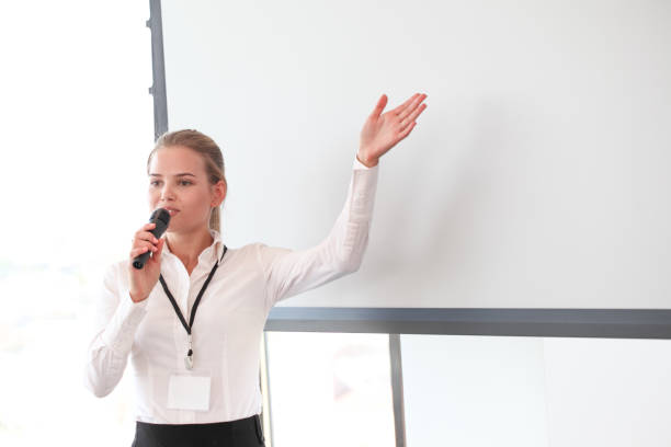 istock Business woman speaker 1174858512