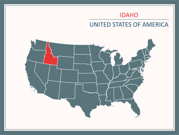 illustrations, cliparts, dessins animés et icônes de idaho contour vector map usa imprimable - pocatello