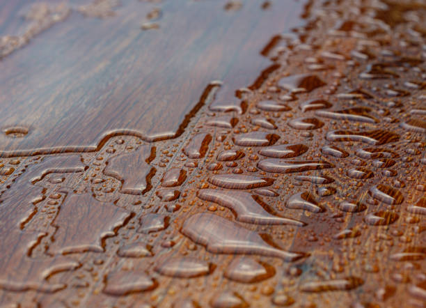 Wood background with water drops