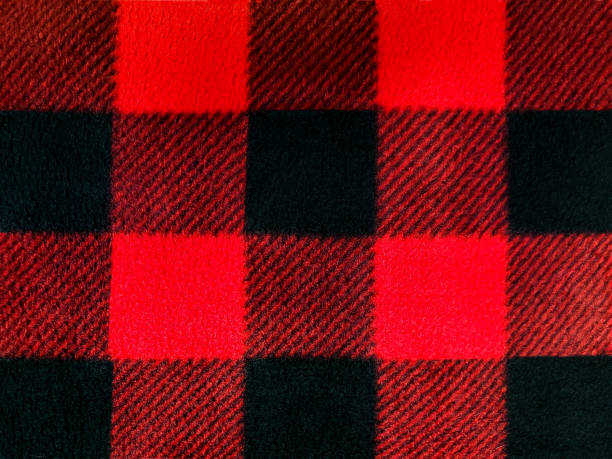 black and red lumberjack plaid pattern red and black lumberjack plaid pattern on fleece fabric fleece photos stock pictures, royalty-free photos & images