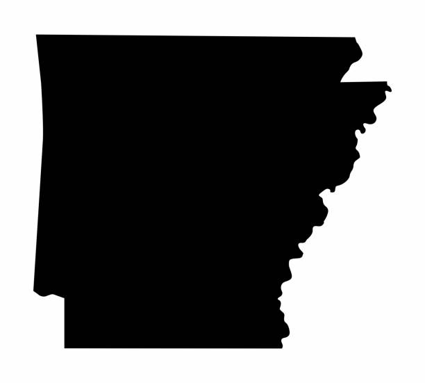 Arkansas State silhouette map Arkansas State dark silhouette map isolated on white background arkansas stock illustrations