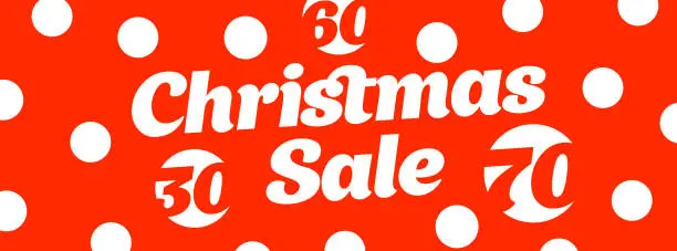 Vector illustration of inscription Christmas sale on an orange background. Advertising poster, banner with discounts. Template for website or flyer