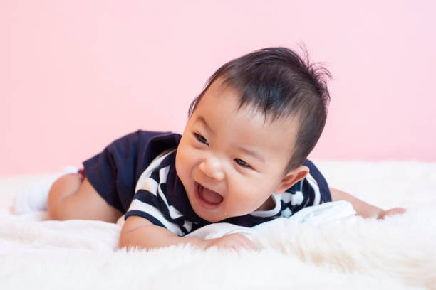 istock Happy newborn cute baby in studio 1174867681