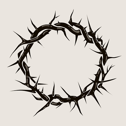 Crown of thorns graphic illustration. Vector religious symbol of Christianity