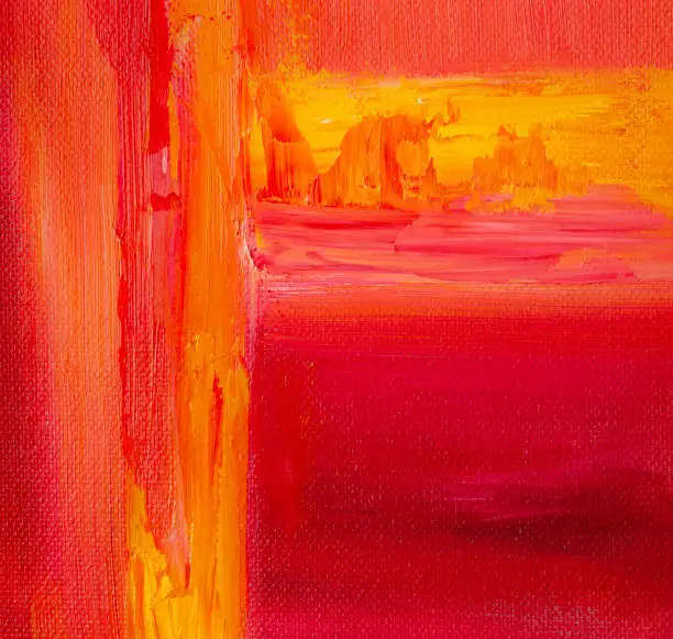 Photo of Red and Orange abstract Acrylic painting