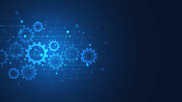 Gear wheel mechanisms. Hi-tech digital technology and engineering. Abstract technical background. Gear wheel mechanisms. Hi-tech digital technology and engineering. Abstract technical background blueprint backgrounds stock illustrations