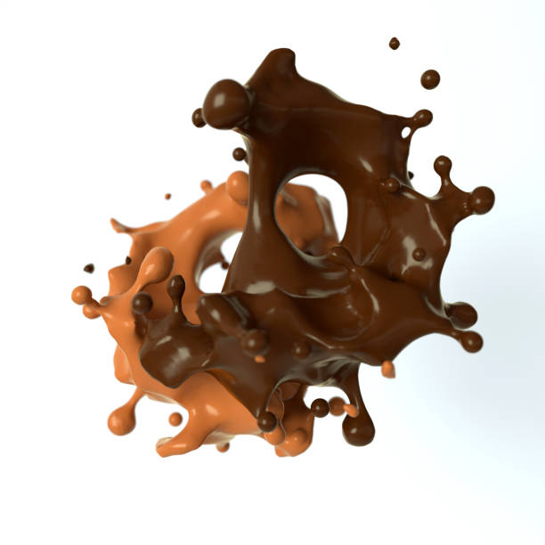 istock Chocolate, sweet caramel sauce flow with drops 3d render. Dessert liquid splashes 1174871496