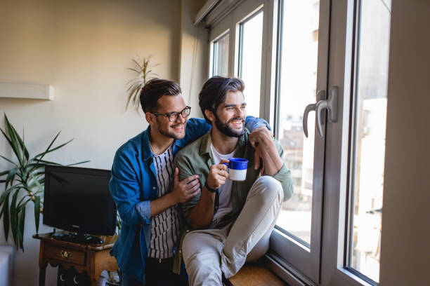istock Gay men couple at home 1174871712