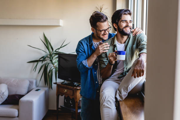istock Gay men couple at home 1174871715
