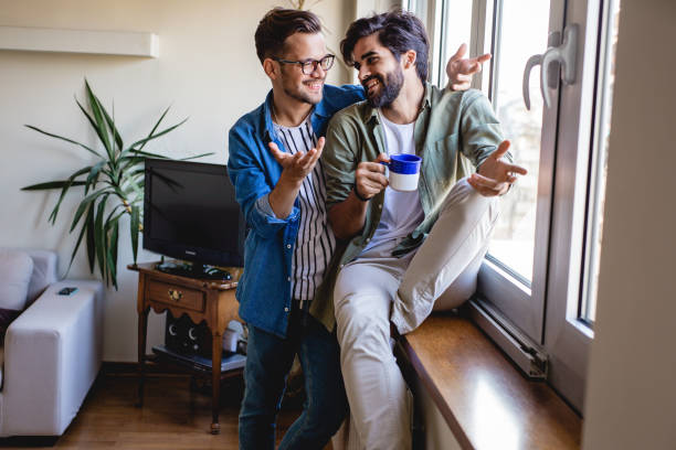 istock Gay men couple at home 1174871750