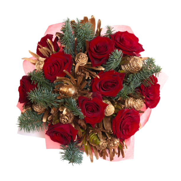 Large multicolored bouquet of many flowers: Roses, chrysanthemums and other flowers