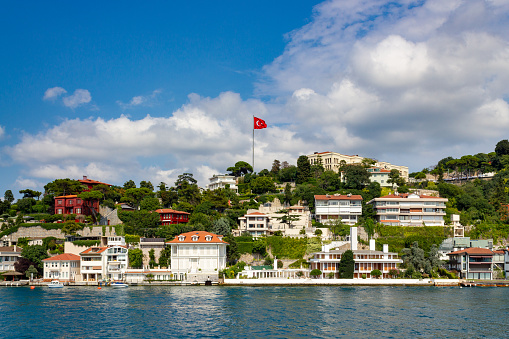 Houses on the shore of Istanbul Bosphorus sea. Turkey