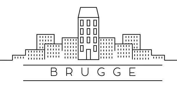 Vector illustration of City of Europe, Brugge line icon on white background