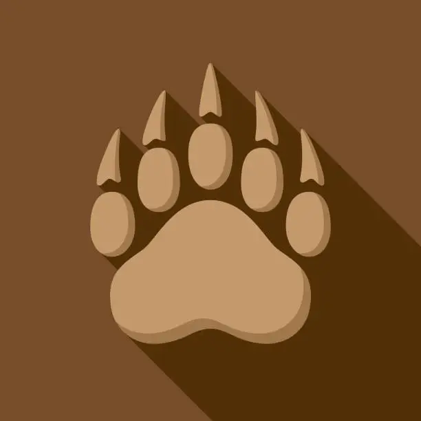 Vector illustration of Bear Paw Print Icon Flat 1