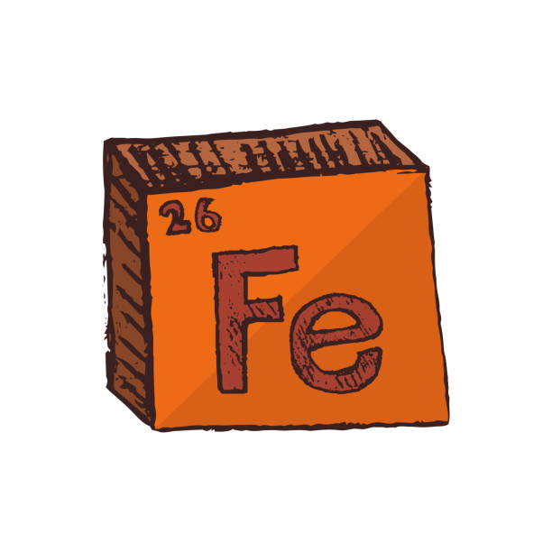 ベクトルは、白い背景に単離された要素の周期表からfeの略語を持つ鉄またはフェラムの化学記号を描いたベクトルを立体的に描いた。 - abbreviation点のイラスト素材／クリップアート素材／マンガ素材／アイコン素材